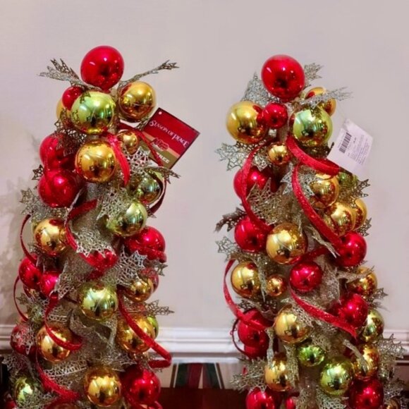 (2) Vintage Cracker Barrel "Season of Peace" Decorative Christmas Trees NWT - Picture 2 of 5